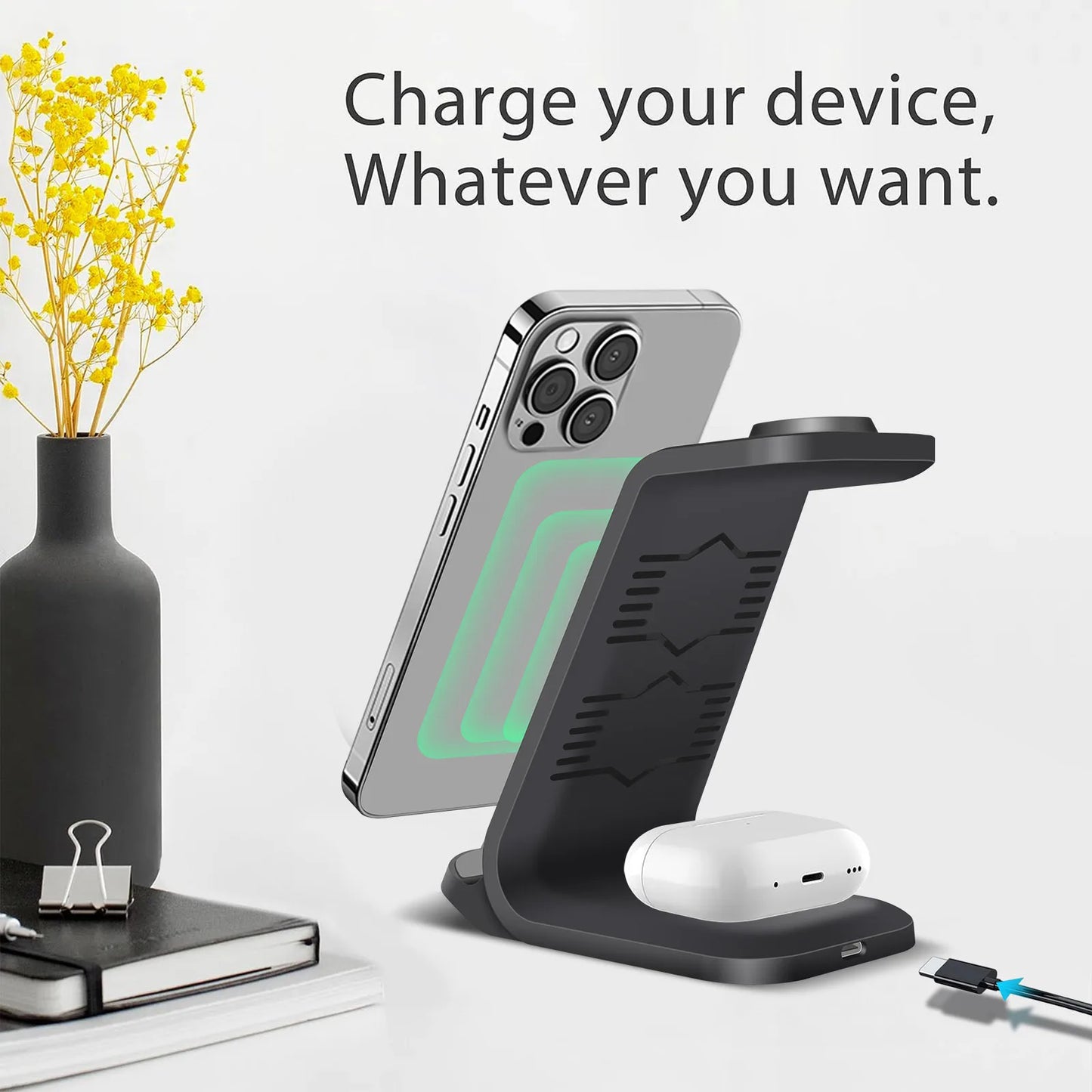 iPhone & Apple Watch 3-in-1 Wireless Charger Stand