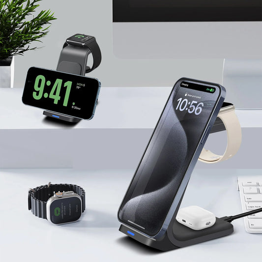 iPhone & Apple Watch 3-in-1 Wireless Charger Stand